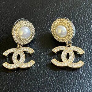 Chanel Rhinestone Pearl Earrings